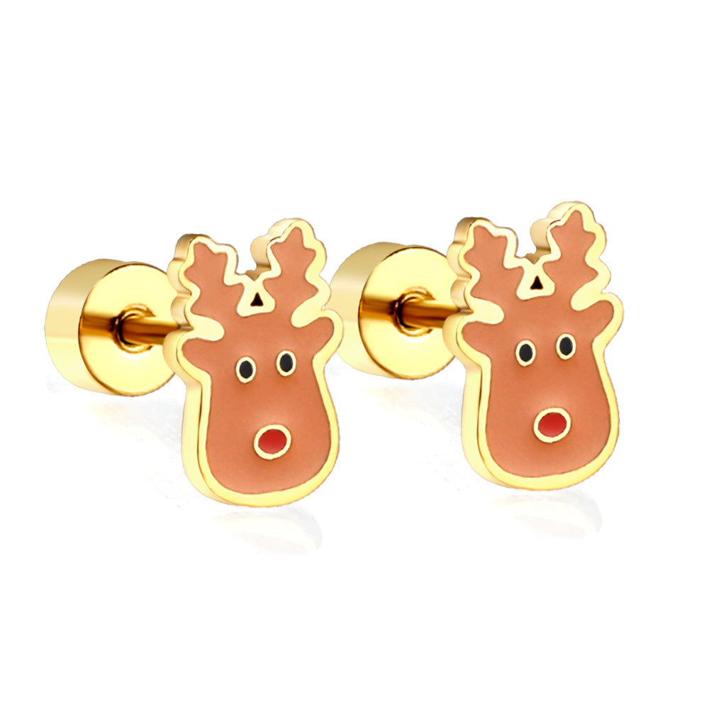 Wholesale Christmas stainless steel Christmas tree earrings
